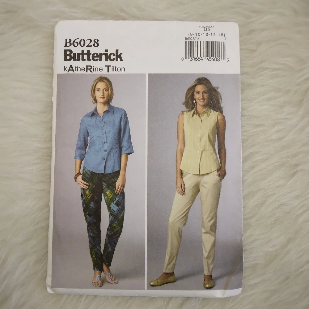 BUTTERICK B6028 Sz 8-16 Katherine Tilton EASY Semi Fitted, Tapered Pants